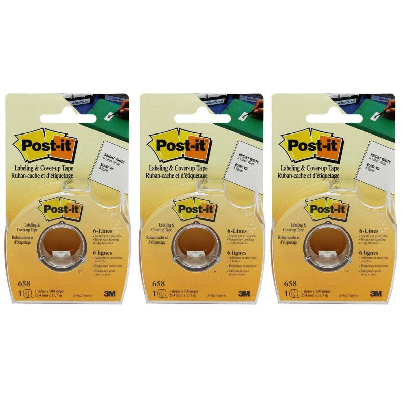 POST-IT - Labeling & Cover-up Tape, 1" x 700" Per Roll, 3 Rolls