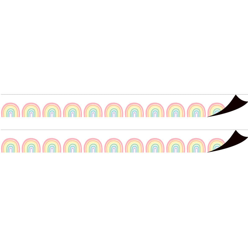 TEACHER CREATED RESOURCES - Pastel Pop Rainbows Magnetic Border, 24 Feet Per Pack, 2 Packs