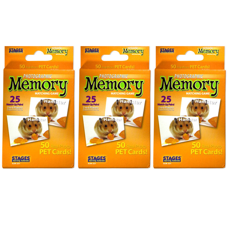 STAGES LEARNING MATERIALS - Pets Photographic Memory Matching Game, Pack of 3