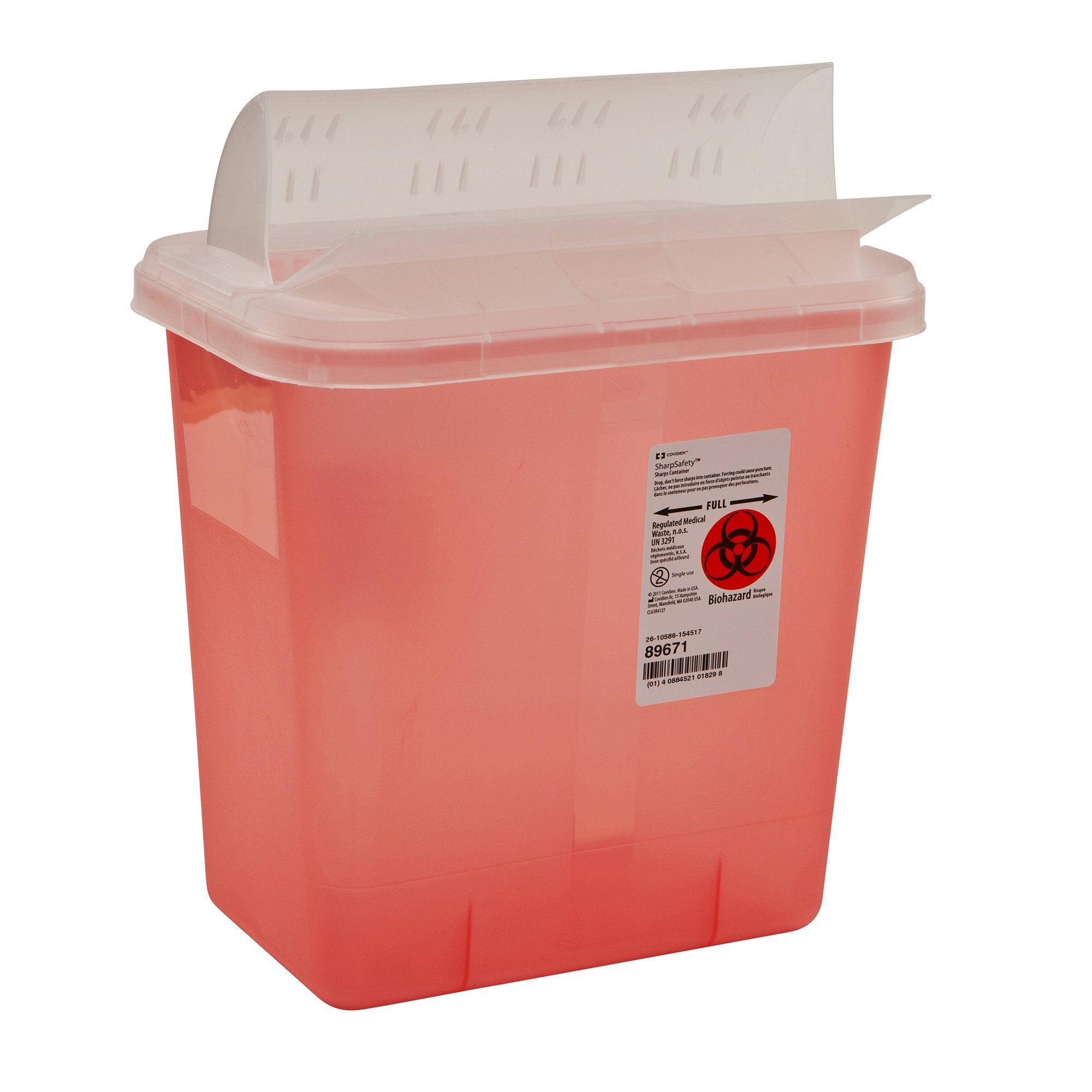 Cardinal - Sharps Container SharpSafety™ Translucent Red Base 10 H X 10-1/2 W X 7-1/4 D Inch Horizontal Entry 2 Gallon [1/EA]