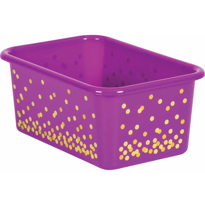 TEACHER CREATED RESOURCES - Purple Confetti Small Plastic Storage Bin