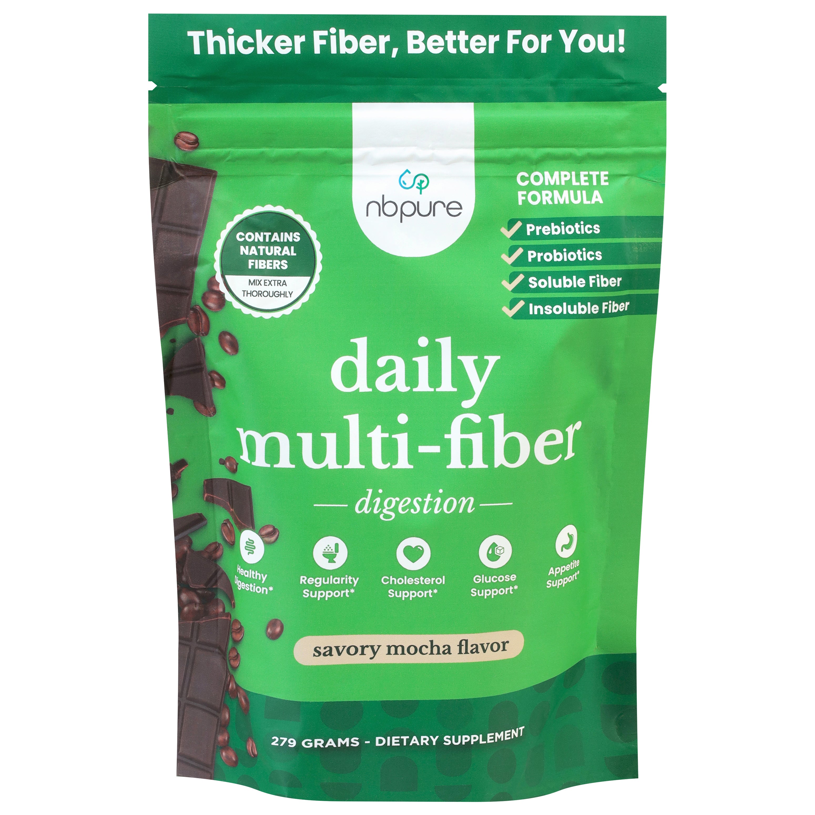 NBPure Daily Digestion Savory Mocha Flavor Multi-Fiber 279 g - Case of 1