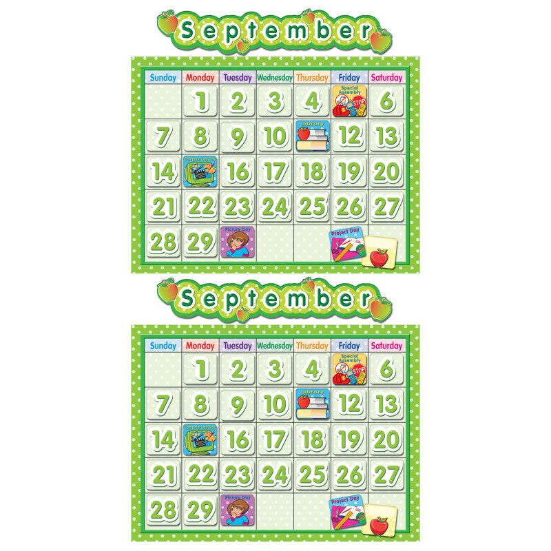 TEACHER CREATED RESOURCES - Polka Dot School Calendar Bulletin Board Set, 2 Sets