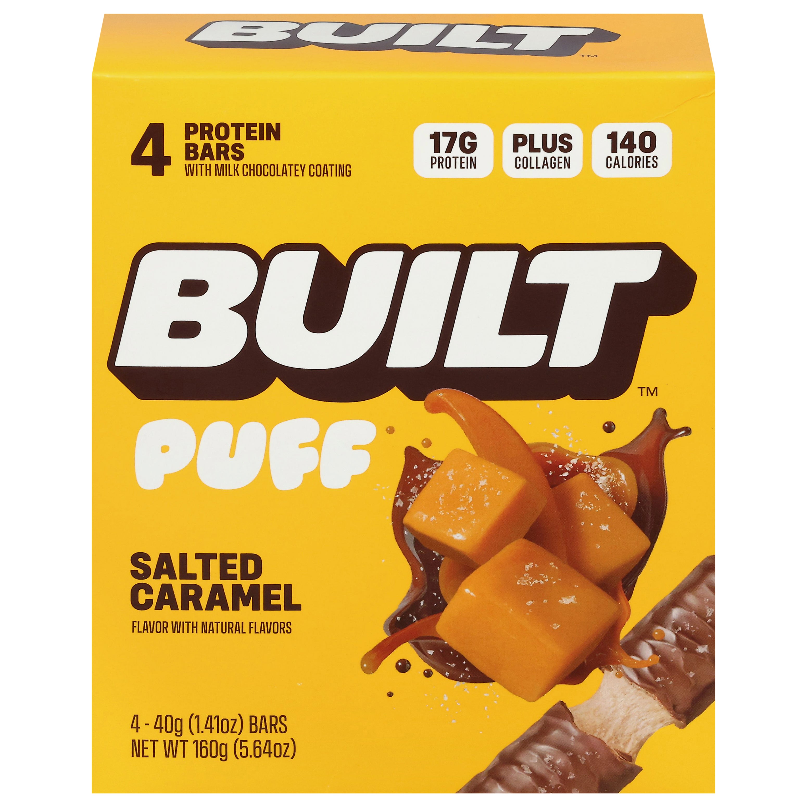 Built Puff Salted Caramel Protein Bars 4 - 1.41 oz Bars - Case of 6