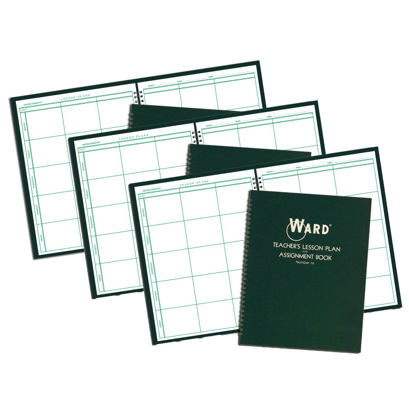 WARD - Teacher Lesson Plan/Assignment Book, 6 Period, 44 Weeks, Pack of 3