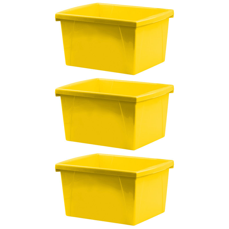 STOREX - 4 Gallon Storage Bin, Yellow, Pack of 3