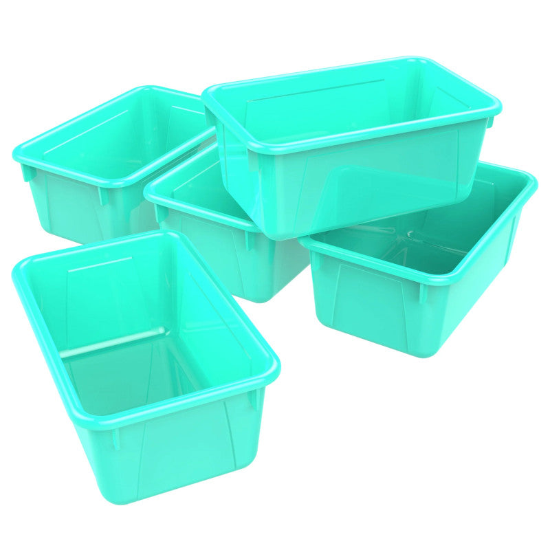 STOREX - Small Cubby Bin, Teal, Pack of 5