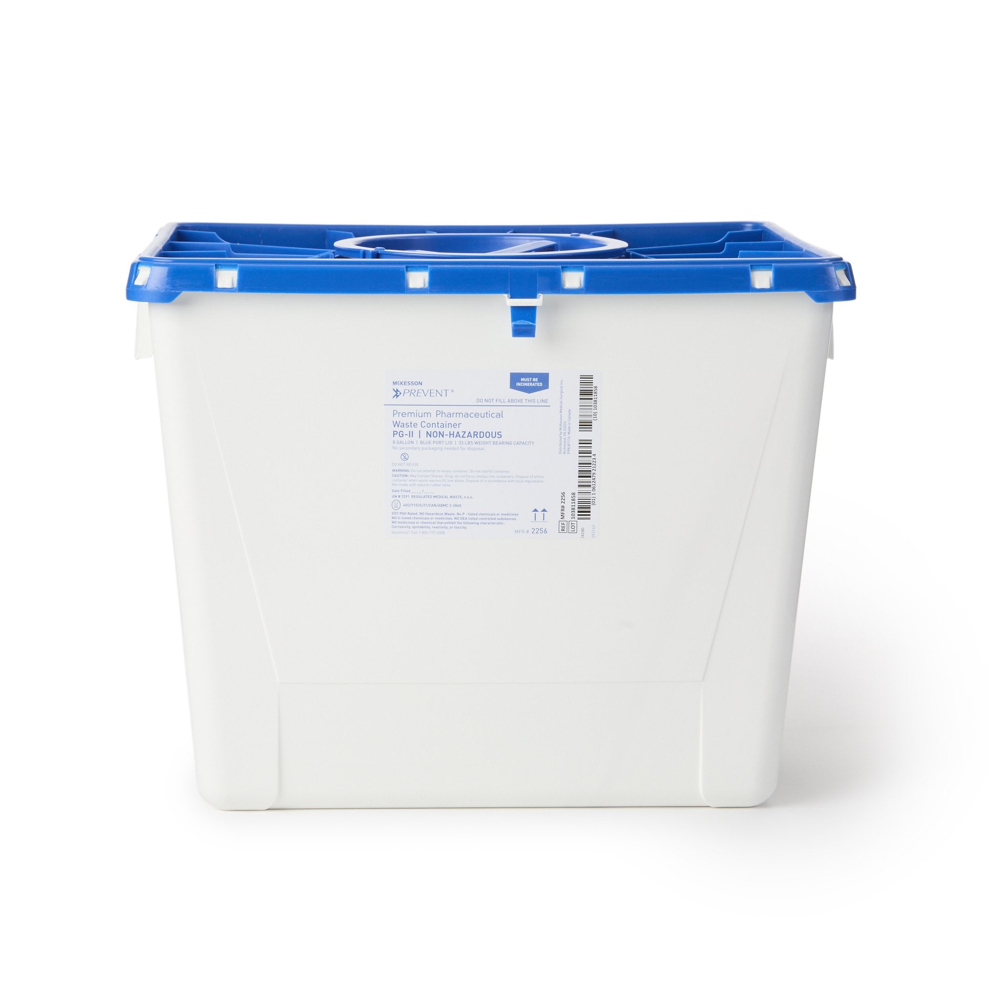 McKesson Brand - Pharmaceutical Waste Container McKesson Prevent® White Base 13-1/2 H X 17-3/10 W X 13 L Inch Vertical Entry 8 Gallon [1/EA]