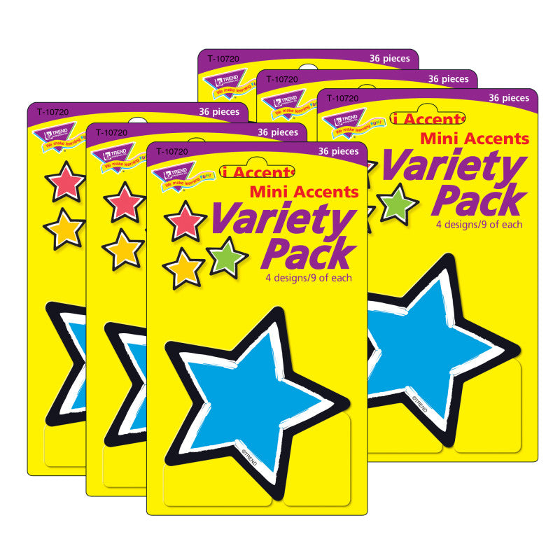 TREND - Bold Strokes Stars Mini Accents Variety Pack, 36 Per Pack, 6 Packs