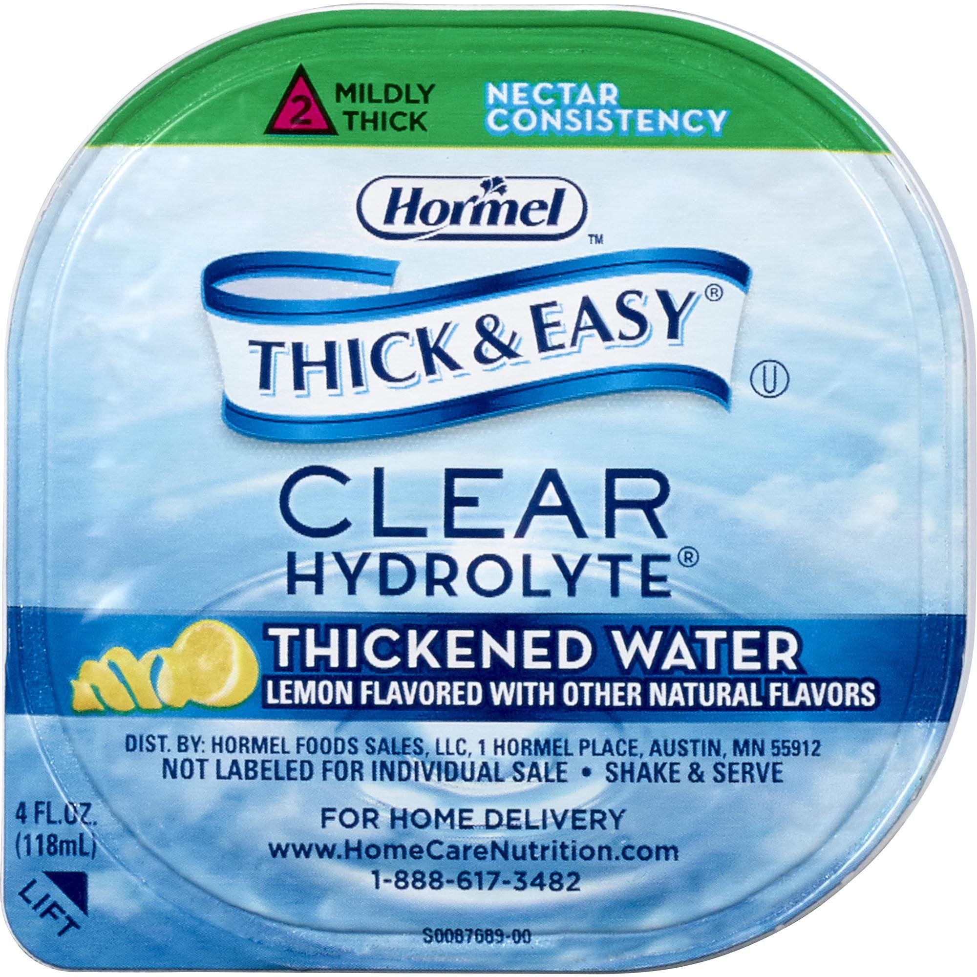 Hormel Food Sales - Thickened Water Thick & Easy® Hydrolyte® 4 oz. Portion Cup Lemon Flavor Liquid IDDSI Level 2 Mildly Thick [24/CS]