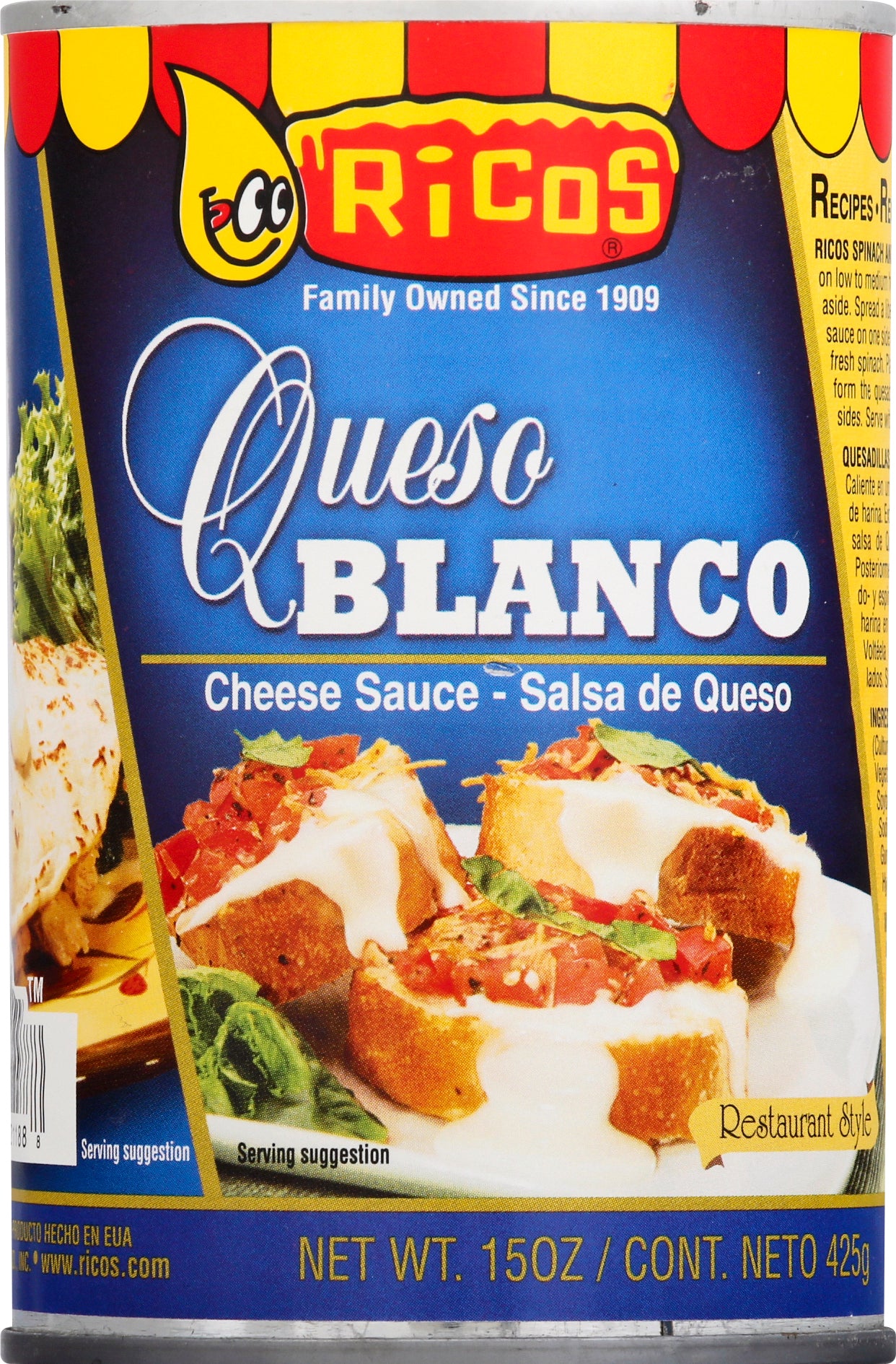 Ricos Restaurant Style Queso Blanco Cheese Sauce 15 oz - Case of 12