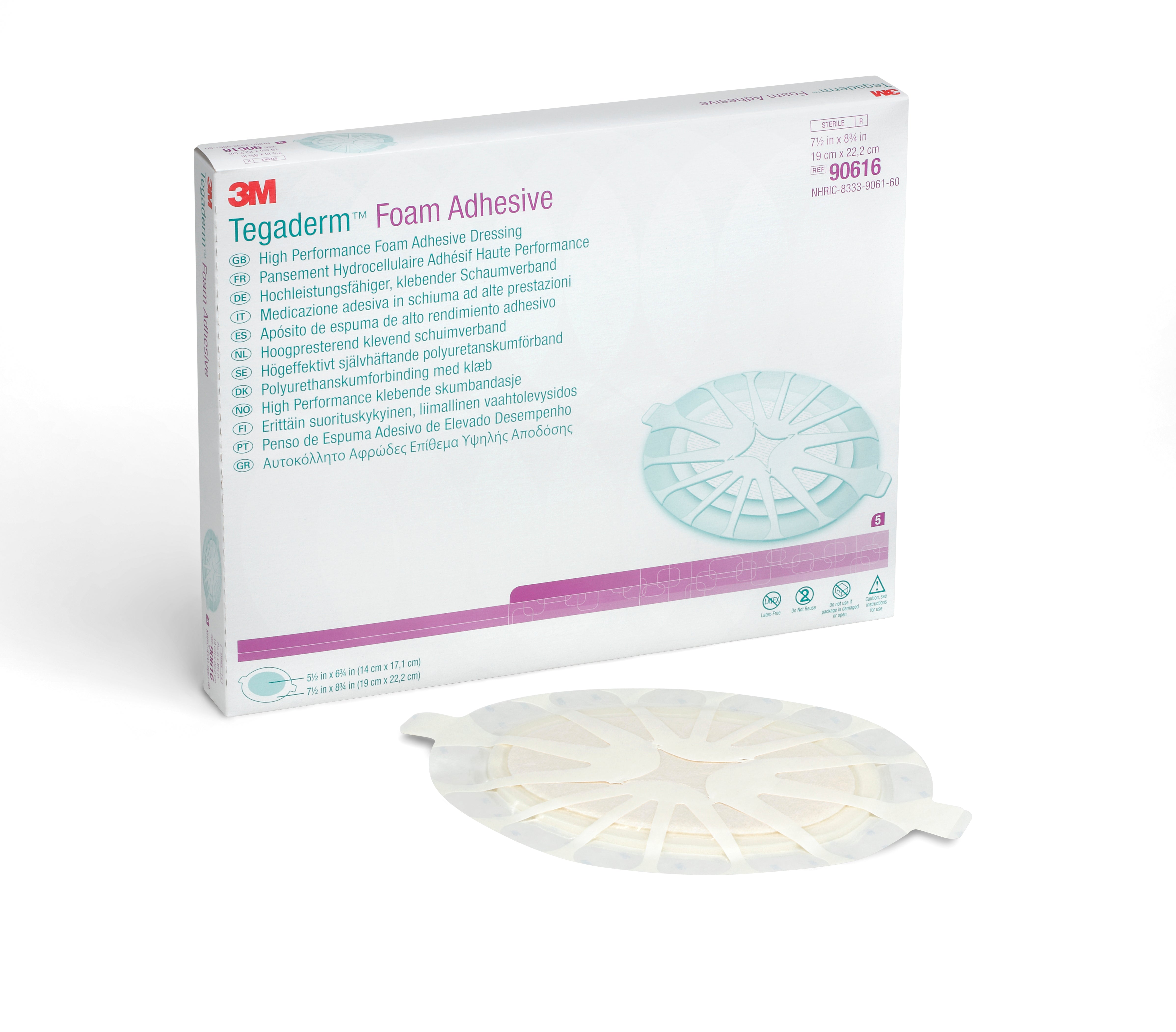 Solventum Corporation - Foam Dressing 3M™ Tegaderm™ High Performance 7-1/2 X 8-3/4 Inch With Border Film Backing Acrylic Adhesive Oval Sterile [15/CS]