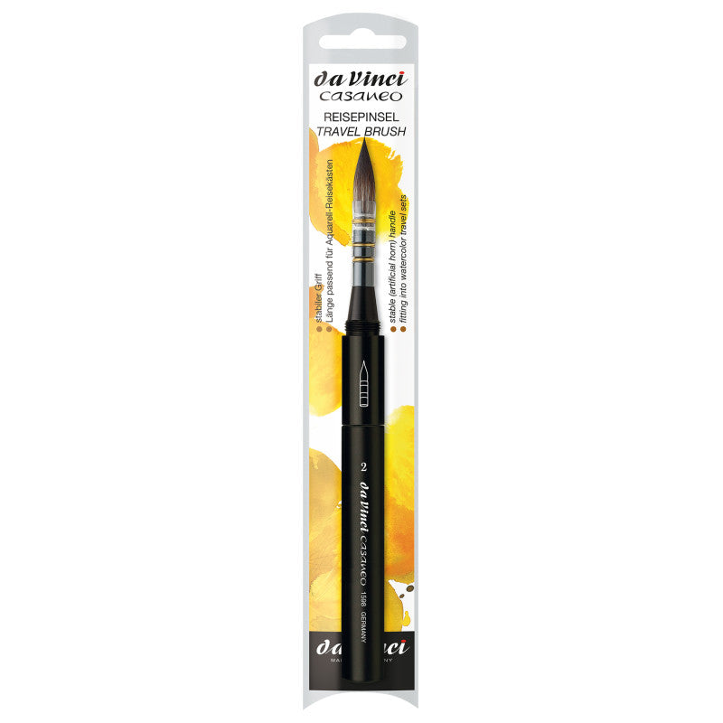 CASANEO Travel Pocket Quill, Extra Soft Synthetic, Watercolor & Wash, Round, Series 1598TP, Size 2