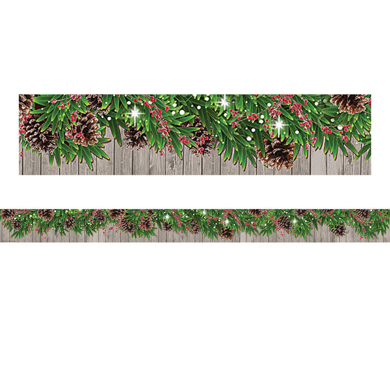TEACHER CREATED RESOURCES - Winter Pine Cones Straight Border Trim, 35 Feet Per Pack, 6 Packs