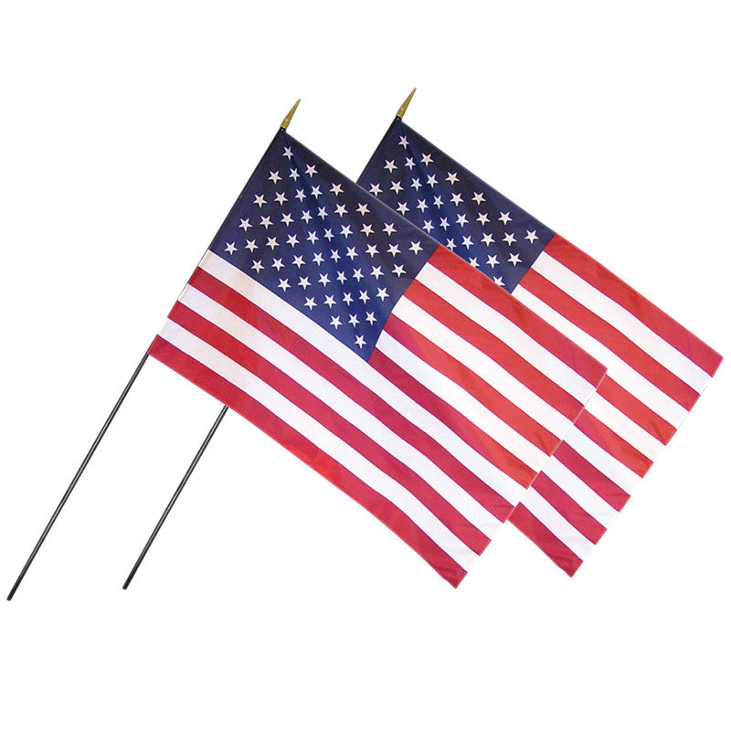 ANNIN & COMPANY - U.S. Classroom Flag, 24" x 36" with Staff, Pack of 2