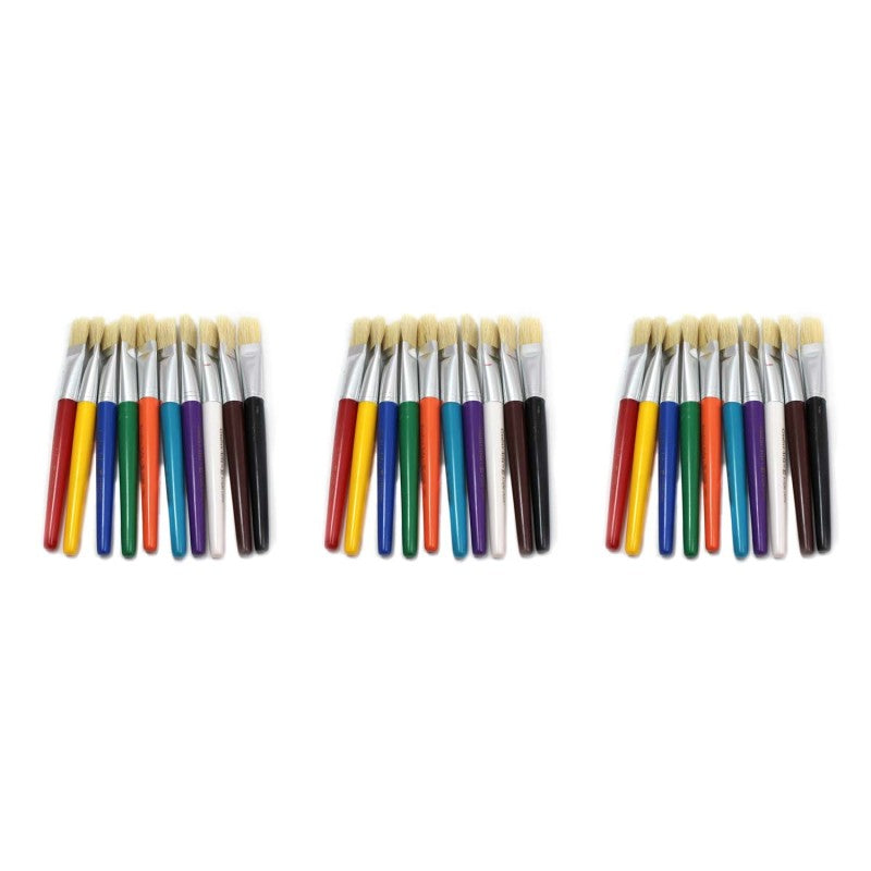 CHARLES LEONARD - Creative Arts Stubby Flat Brushes, Assorted Colors, 10 Per Pack, 3 Packs