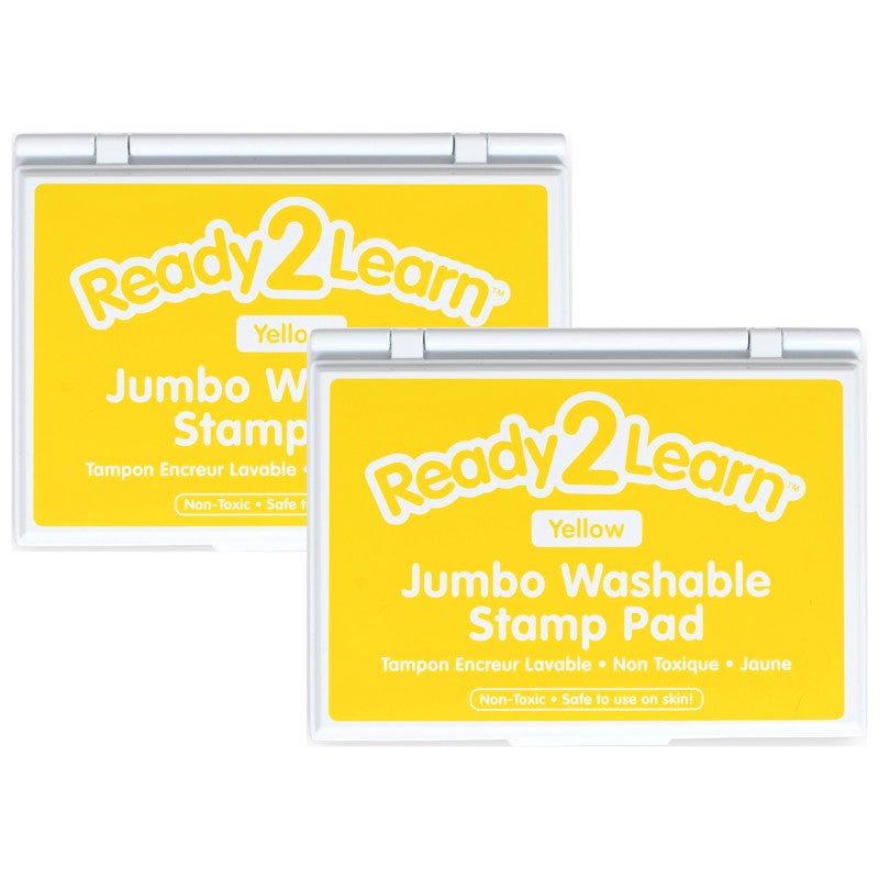 READY 2 LEARN - Jumbo Washable Stamp Pad - Yellow - 6.2"L x 4.1"W - Pack of 2