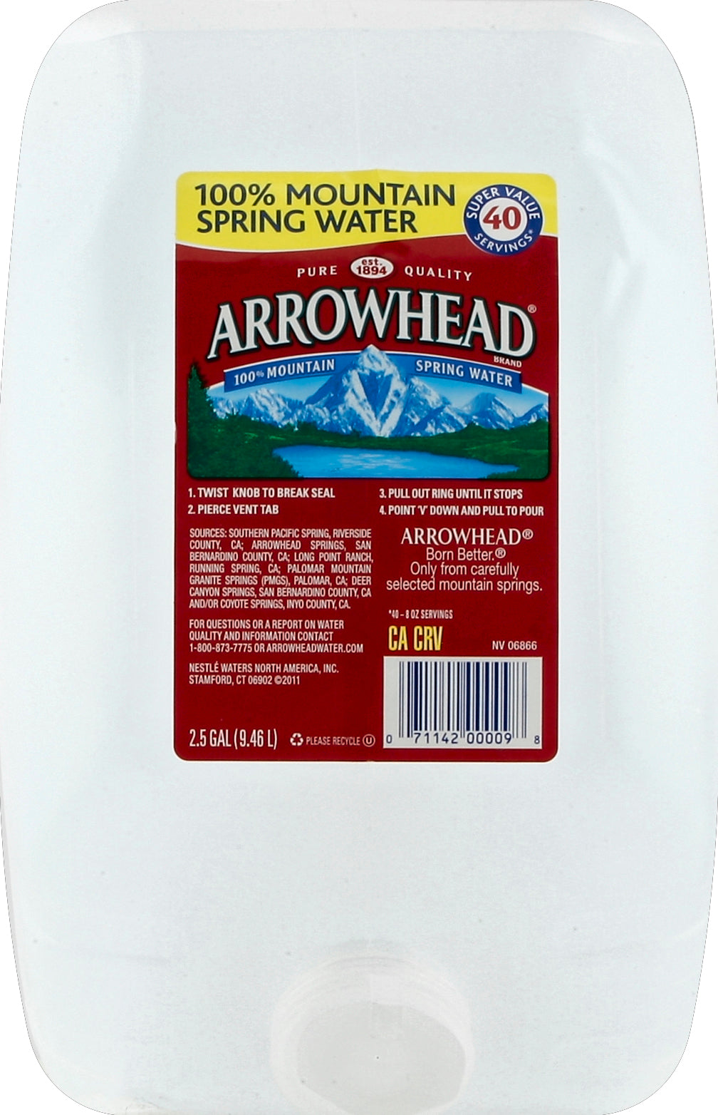 Arrowhead Water 2.5 gl - Case of 2