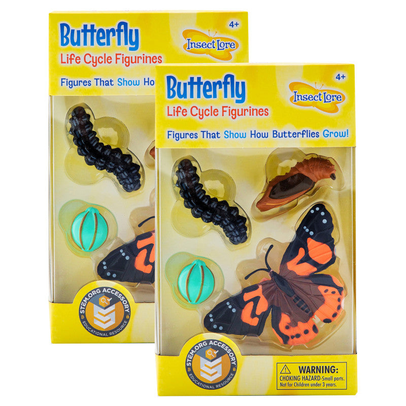 INSECT LORE - Butterfly Life Cycle Stages Figurines, 4 Per Set, 2 Sets