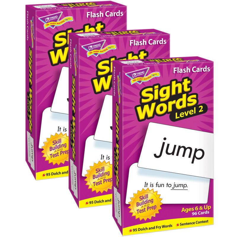 TREND - Sight Words – Level 2 Skill Drill Flash Cards, 3 Packs