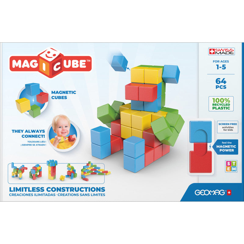GEOMAG - Magicubes Full Color Try Me Recycled, 64 Pieces
