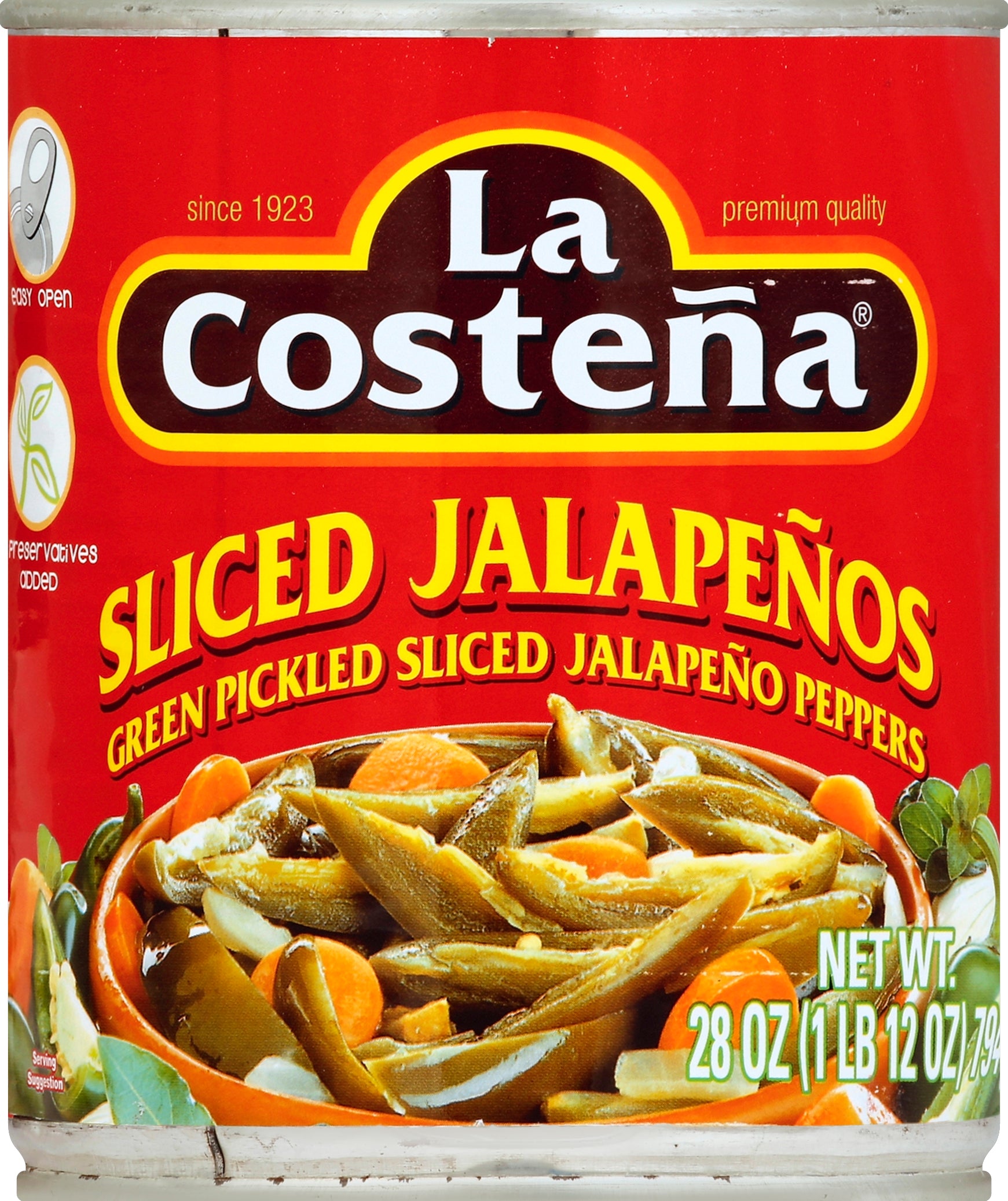La Costena Jalapenos 28 oz - Case of 12