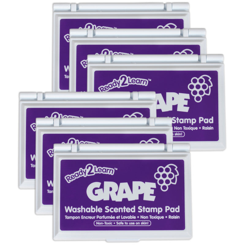 READY 2 LEARN - Washable Stamp Pad - Grape Scented, Purple - Pack of 6