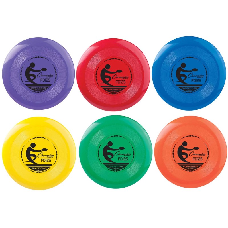 CHAMPION SPORTS - Plastic Disc, 125g, Assorted Colors, Pack of 6