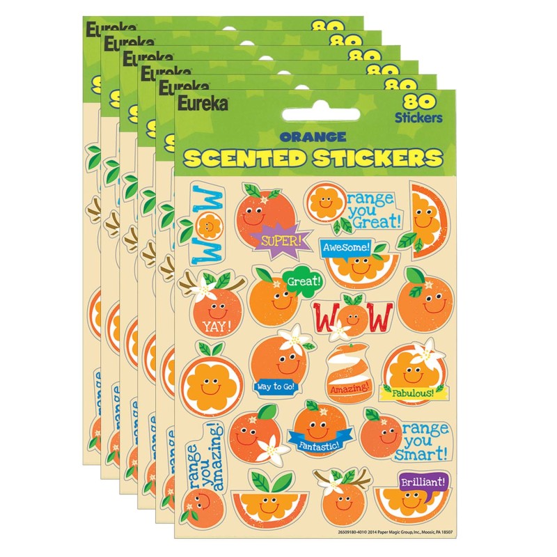 EUREKA - Orange Scented Stickers, 80 Per Pack, 6 Packs