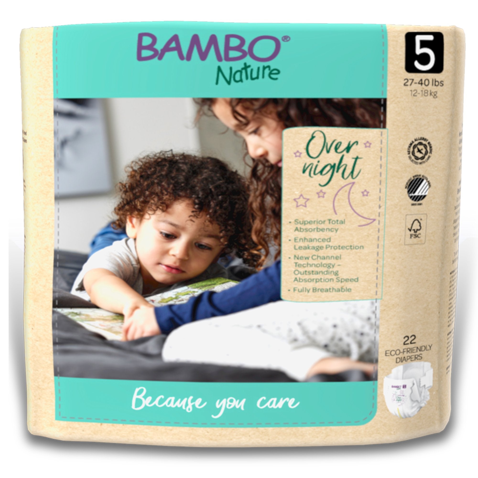 Abena North America - Unisex Baby Diaper Bambo® Nature Size 5 Disposable Heavy Absorbency [88/CS]