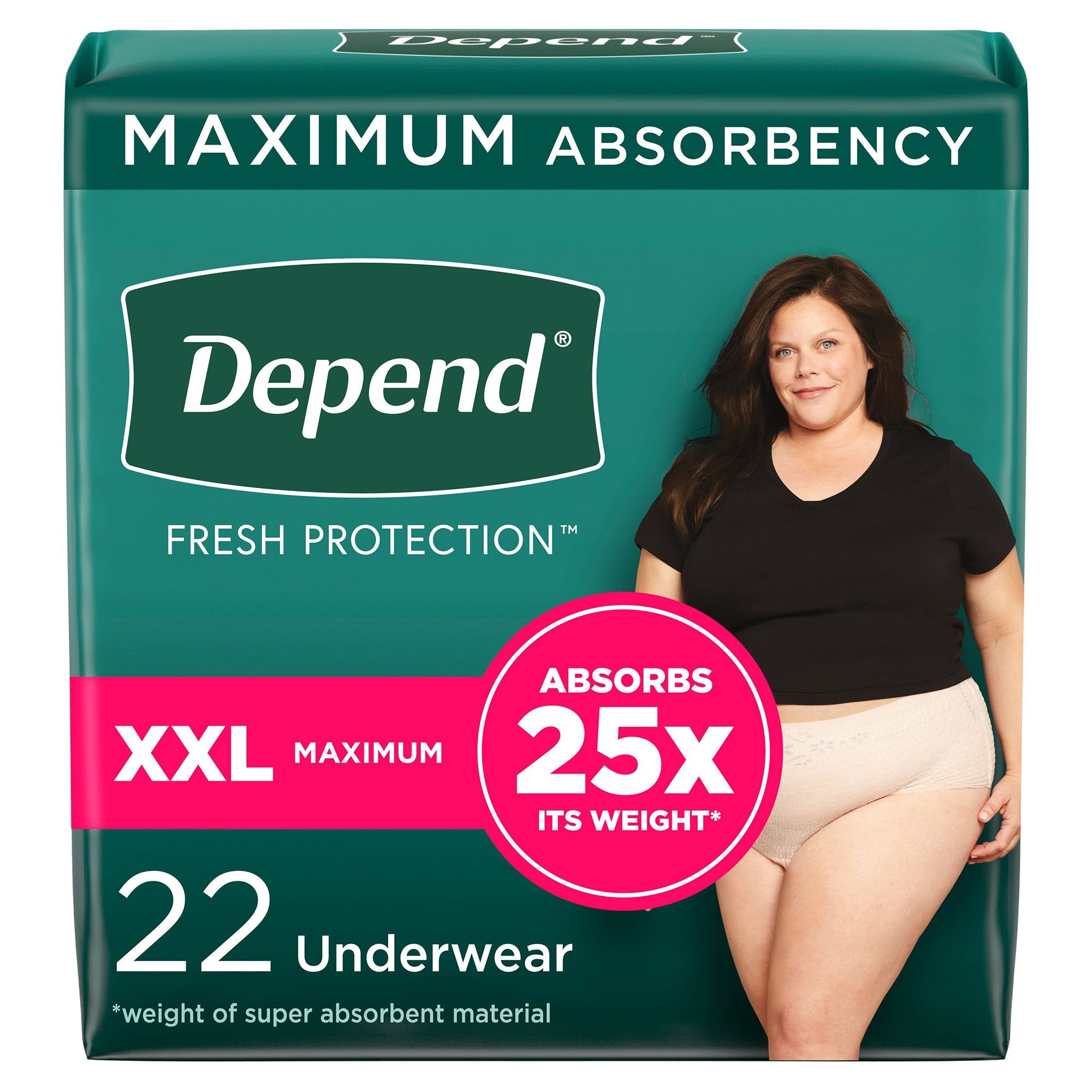 Kimberly Clark - Female Adult Absorbent Underwear Depend® Fresh Protection Waistband Style 2X-Large Disposable Heavy Absorbency [44/CS]