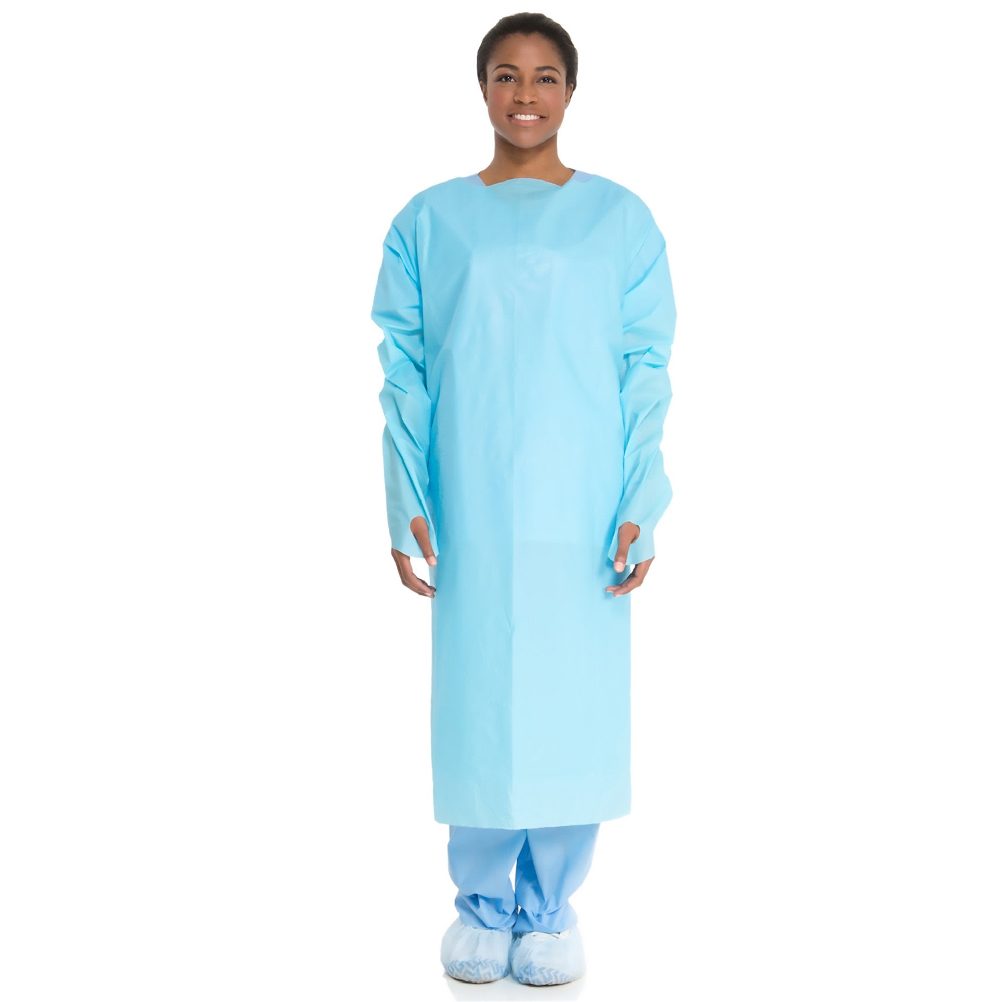 O&M Halyard Inc - Protective Procedure Gown Halyard One Size Fits Most Blue NonSterile ASTM F1671 Disposable [75/CS]