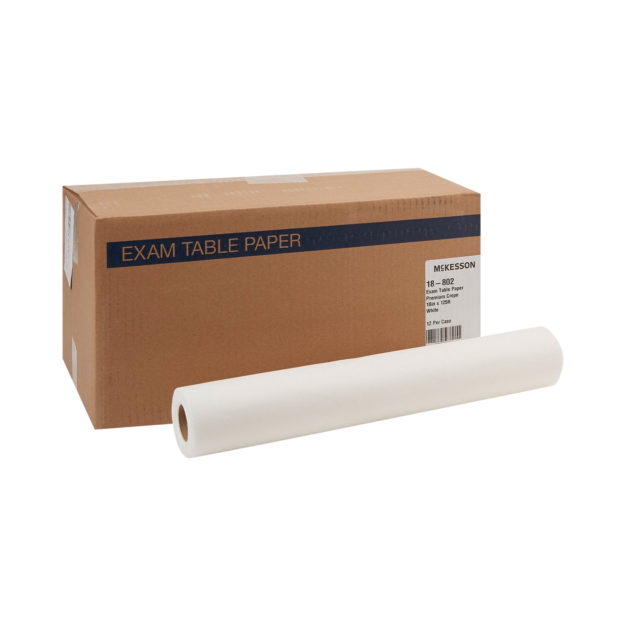 McKesson Brand - Table Paper McKesson 18 Inch Width 125 Foot Length White Crepe [12/CS] (113109_CS)