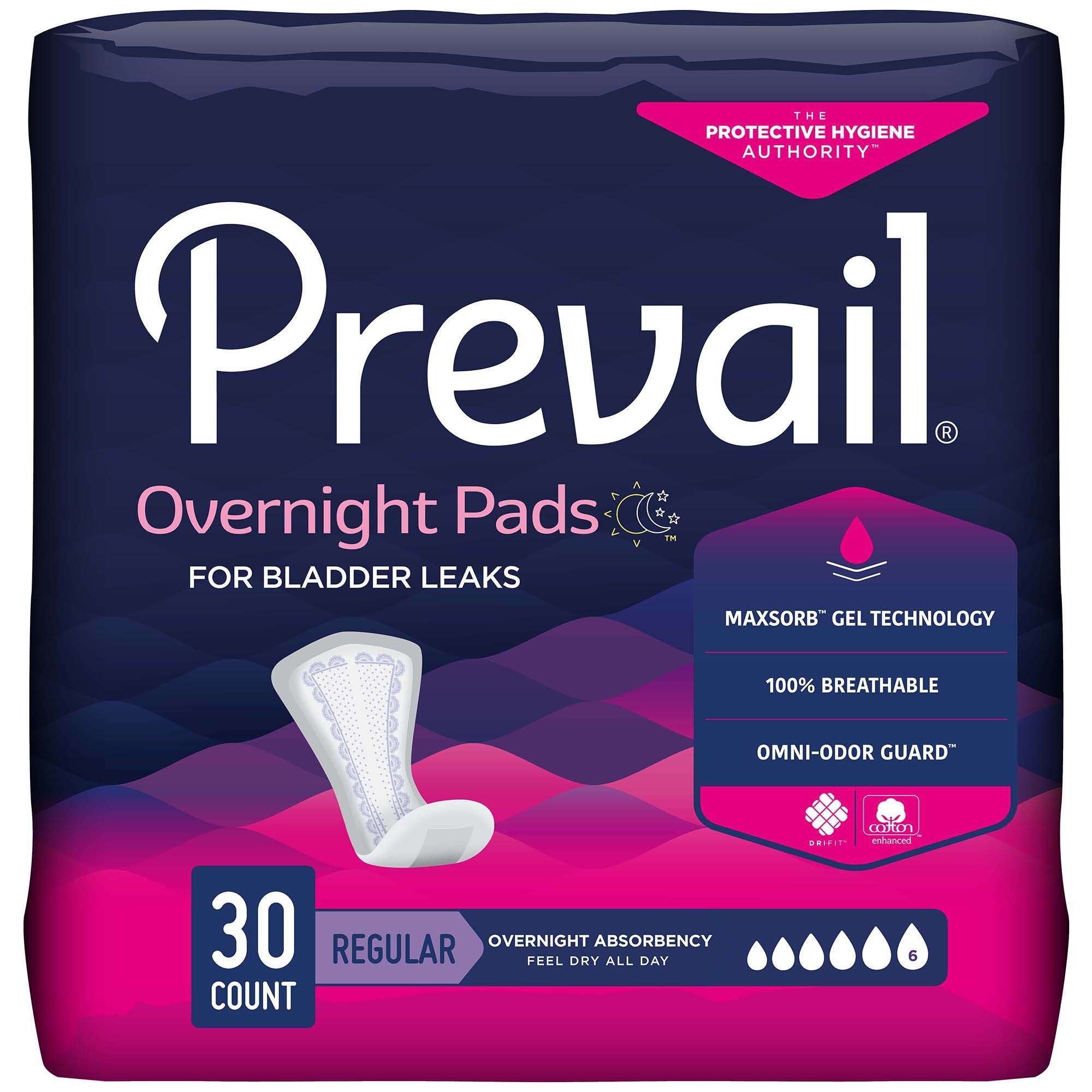 First Quality - Bladder Control Pad Prevail® Overnight 16 Inch Length Heavy Absorbency Polymer Core One Size Fits Most [120/CS]