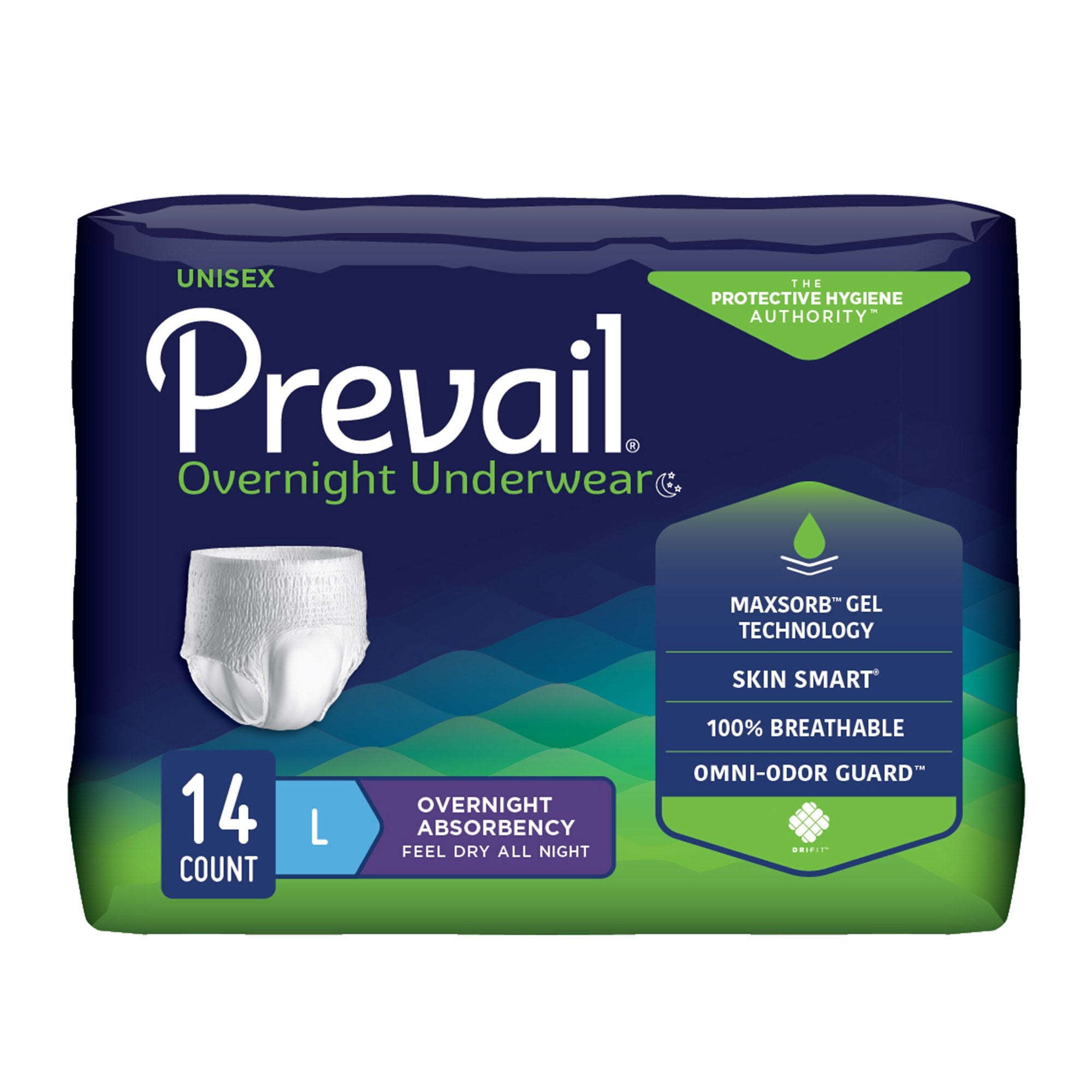 First Quality - Unisex Adult Absorbent Underwear Prevail® Overnight Pull On with Tear Away Seams Large Disposable Heavy Absorbency [56/CS]