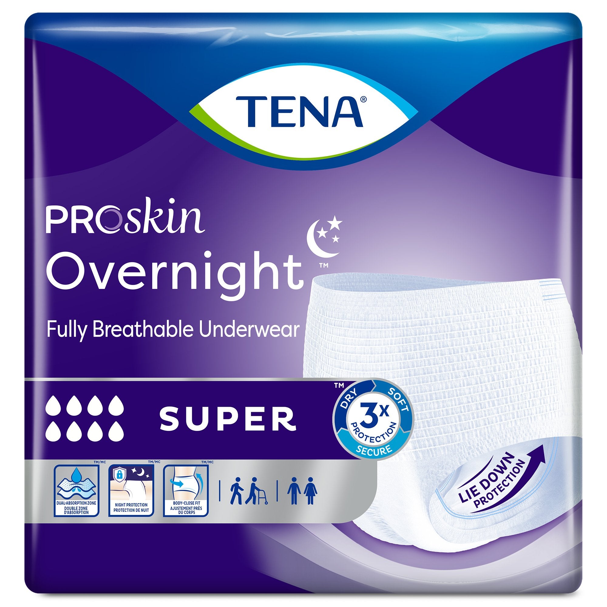 Essity HMS North America Inc - Unisex Adult Absorbent Underwear TENA ProSkin Overnight™ Super Pull On with Tear Away Seams X-Large Disposable Heavy Absorbency [48/CS]