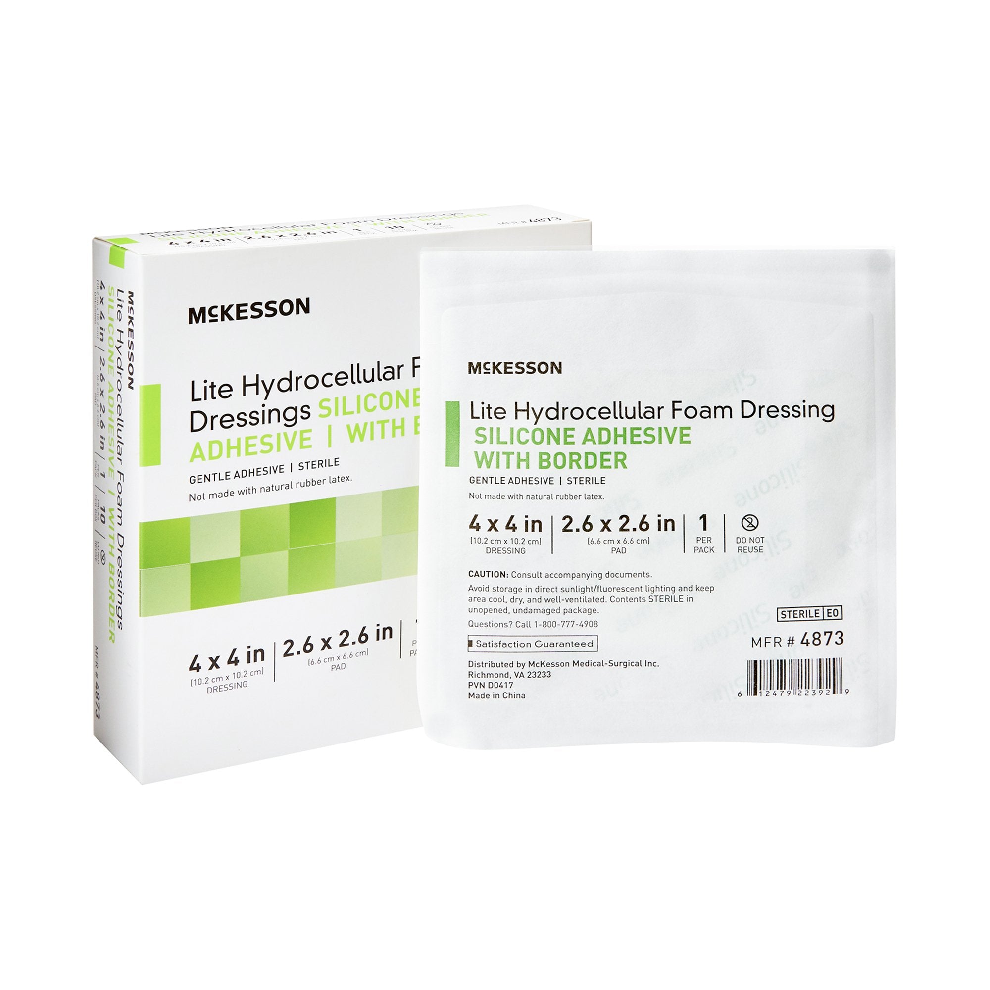 McKesson Brand - Thin Foam Dressing McKesson Lite 4 X 4 Inch With Border Film Backing Silicone Gel Adhesive Square Sterile [200/CS]