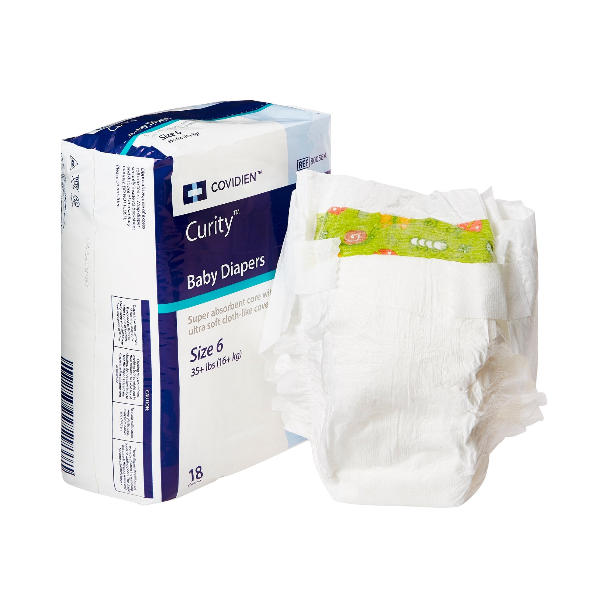 Cardinal - Unisex Baby Diaper Curity™ Size 6 Disposable Heavy Absorbency [144/CS]