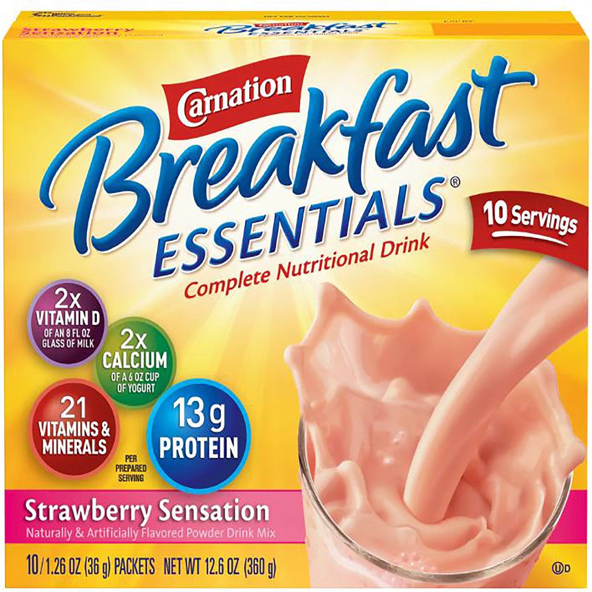 Nestle Healthcare Nutrition - Oral Supplement Carnation Breakfast Essentials® Strawberry Sensation Flavor Powder 1.26 oz. Individual Packet [60/CS] (714273_CS)