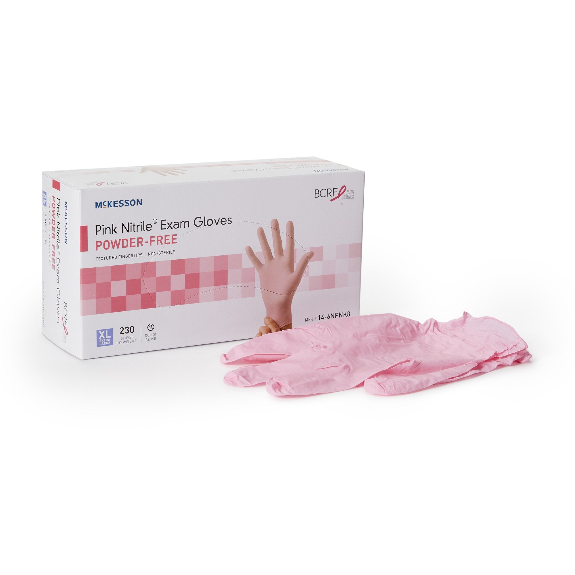 McKesson Brand - Exam Glove McKesson Pink Nitrile® X-Large NonSterile Nitrile Standard Cuff Length Textured Fingertips Pink Not Rated [2300/CS]