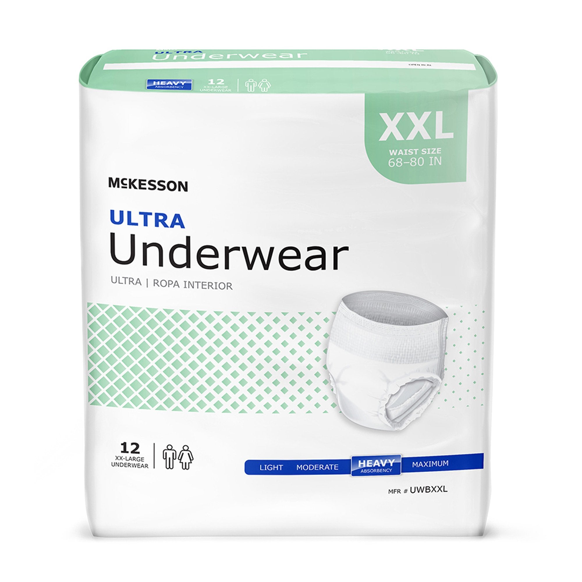 McKesson Brand - Unisex Adult Absorbent Underwear McKesson Ultra Pull On with Tear Away Seams 2X-Large Disposable Heavy Absorbency [4/CS]