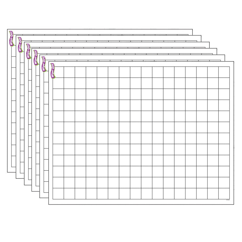 TREND - Graphing Grid (Small Squares) Wipe-Off® Chart, 17" x 22", Pack of 6