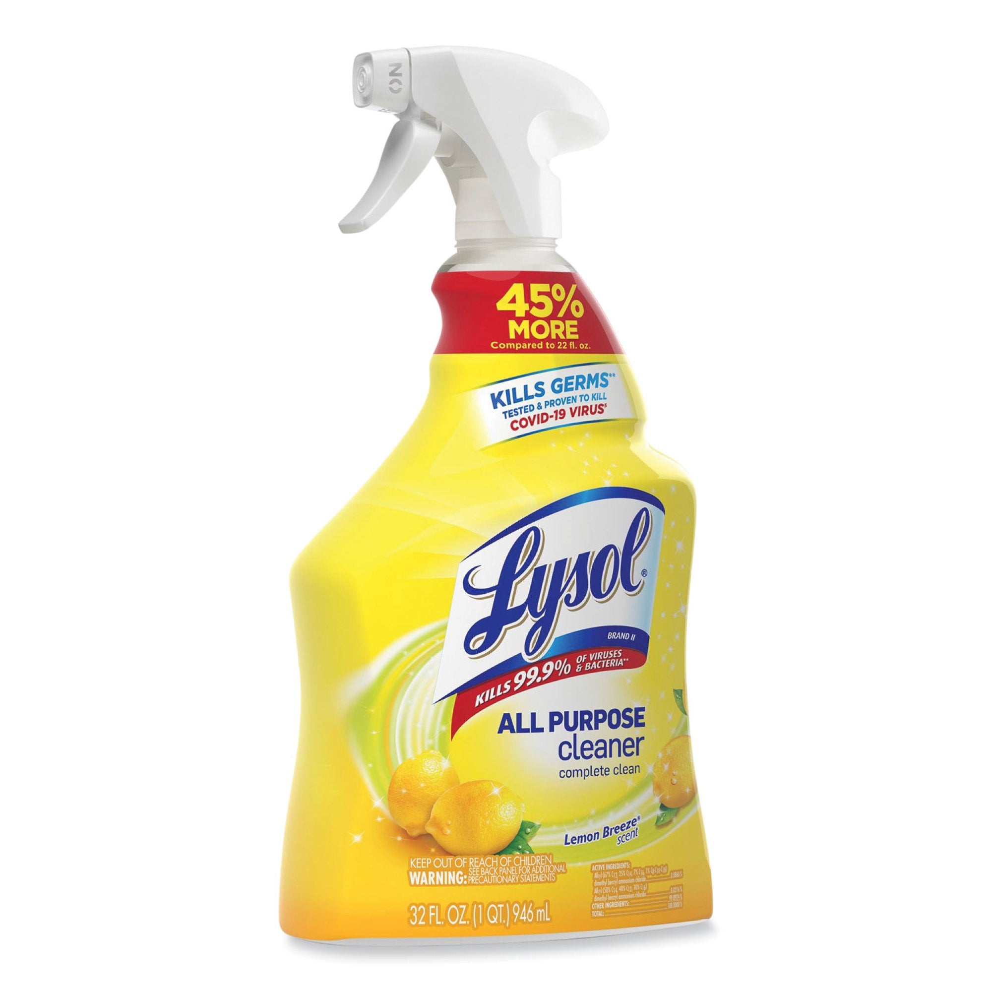 Lagasse - Lysol® All Purpose Surface Disinfectant Cleaner Pump Spray Liquid 32 oz. Bottle Lemon Breeze Scent NonSterile [1/EA]