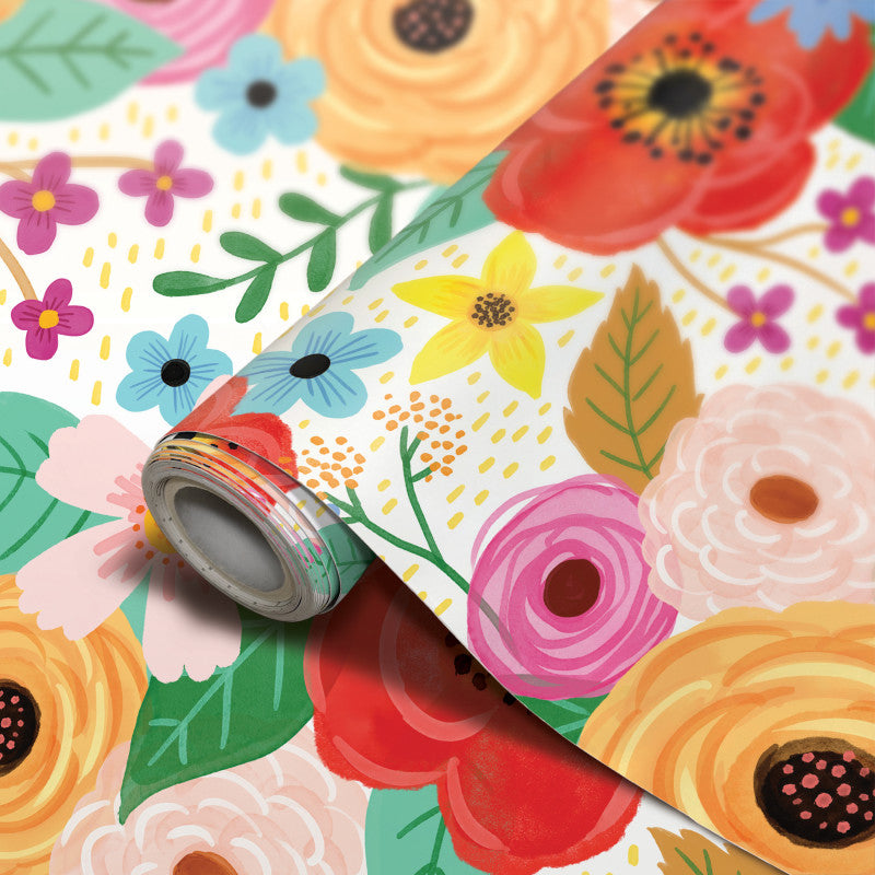 TEACHER CREATED RESOURCES - Peel and Stick Decorative Paper Roll, 17-1/2" x 10 ft, Wildflowers