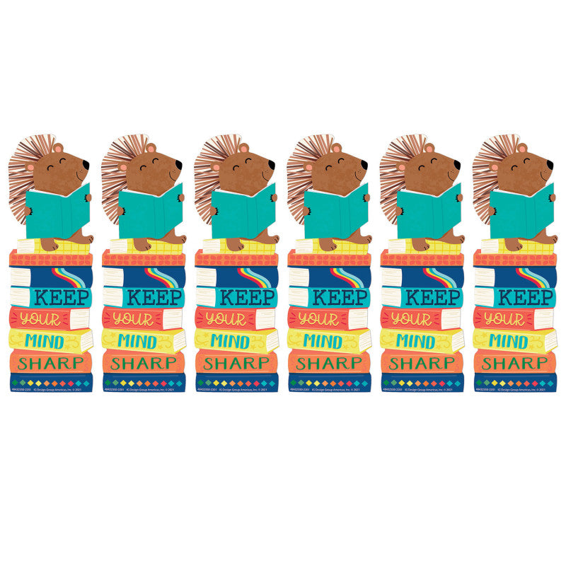 EUREKA - Hedge Hog Keep Your Mind Sharp Bookmarks, 36 Per Pack, 6 Packs