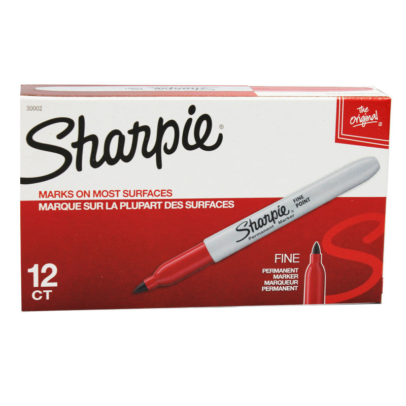 SHARPIE - Fine Point Permanent Marker, Red, Box of 12