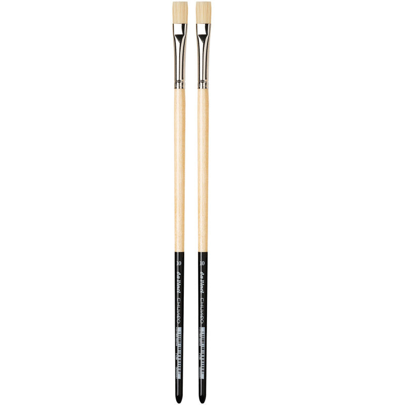 CHUNEO Synthetic Hog Bristle, Oil, Flat, Series 7129, Size 10, Pack of 2