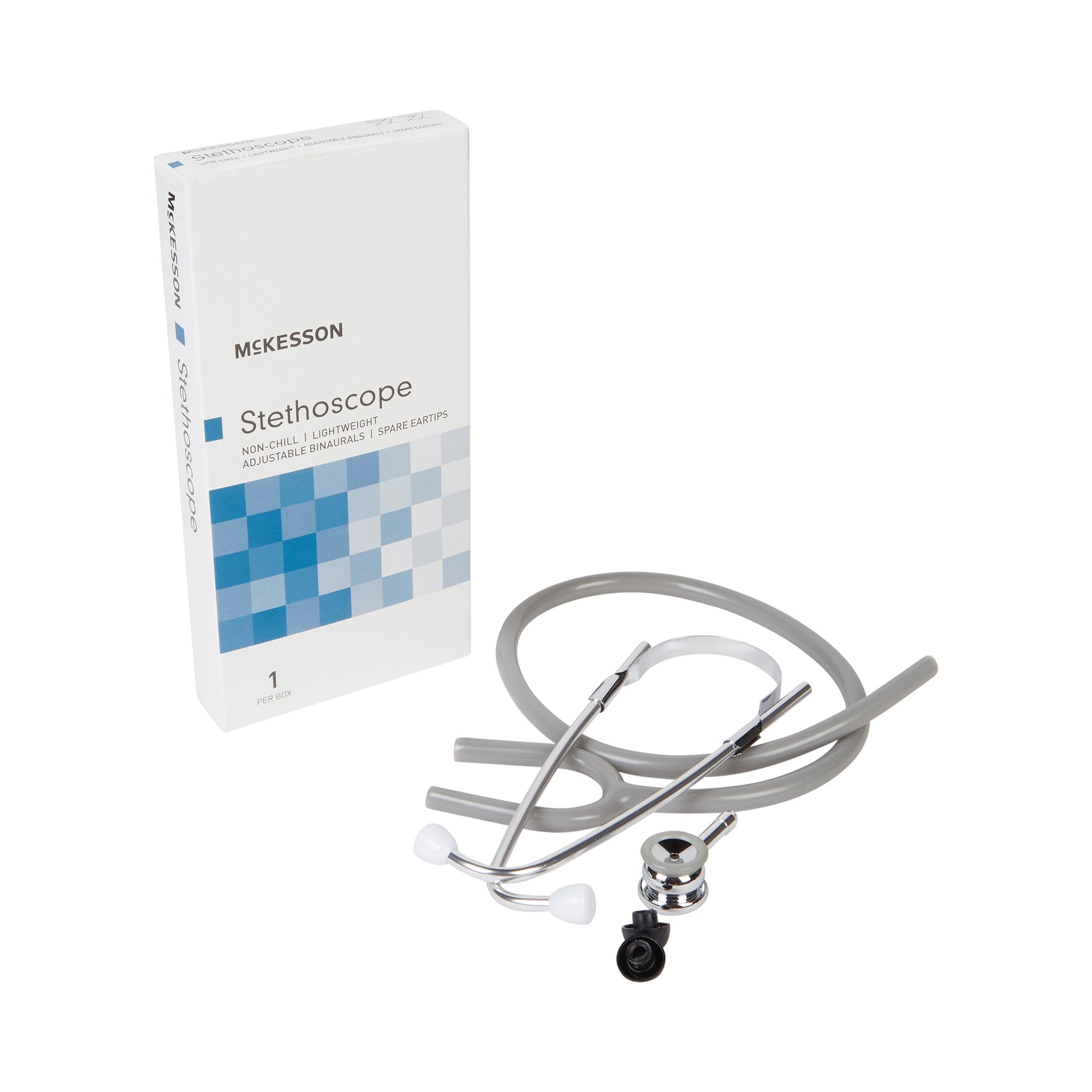 McKesson Brand - General Exam Stethoscope McKesson Gray 1-Tube 21 Inch Tube Double Sided Chestpiece [50/CS]