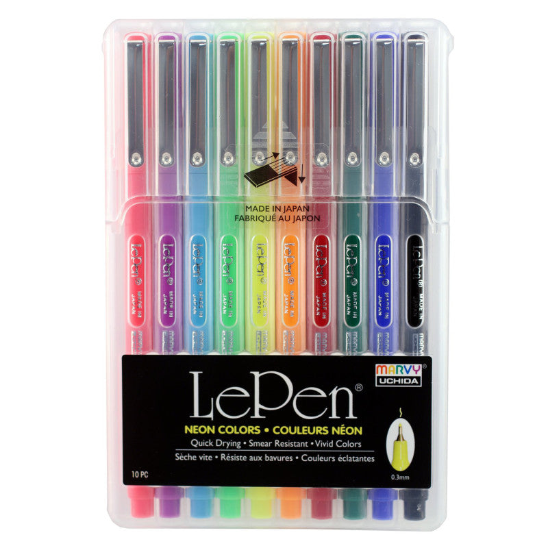 MARVY UCHIDA - LePen® Micro-Fine Point Pen, Neon, 10 Colors
