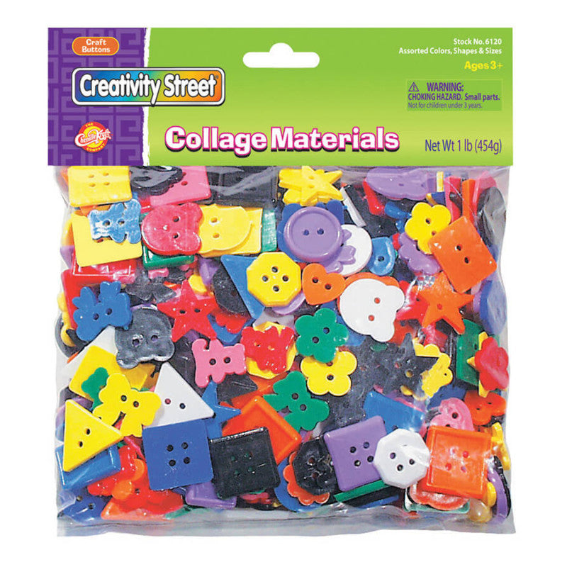 CREATIVITY STREET - Plastic Buttons, Assorted Colors, 3/4" to 1", 1 lb.